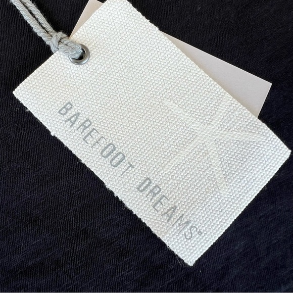 Barefoot Dreams Malibu Collection Slub Jersey Dropped Shoulder Tee Black Lrg NWT - Picture 9 of 11